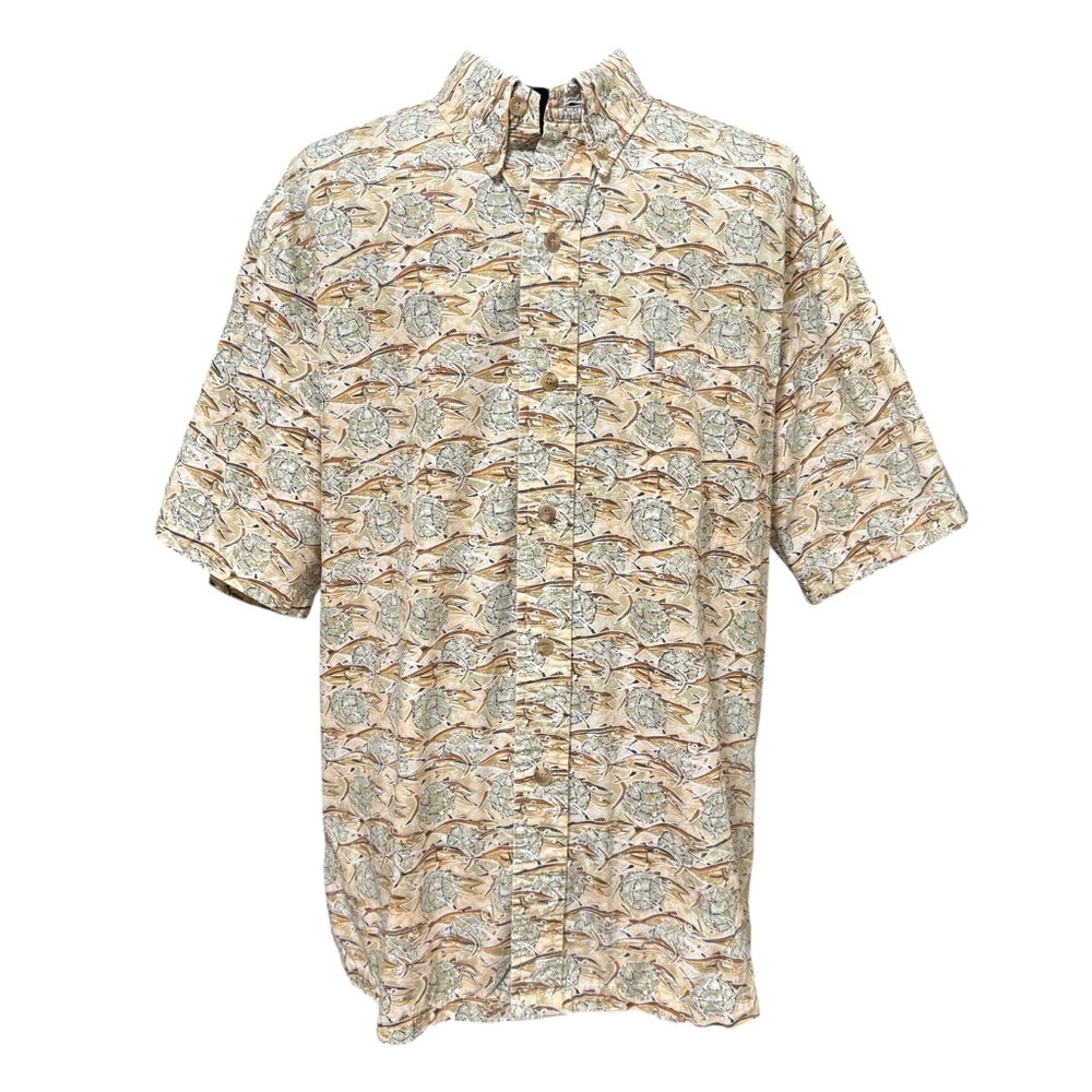Kahala Hawaiian Shirt Fish Turtle Print Aloha Made in Hawaii Size Large